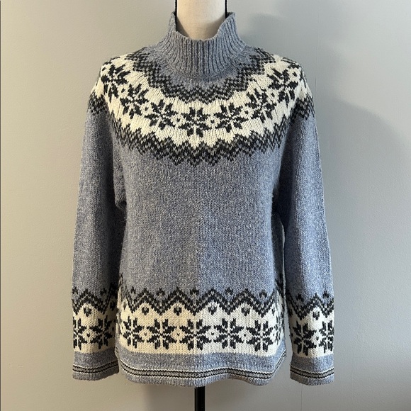 Inis Crafts Sweaters - Inis Crafts Merino Wool Nordic Pattern Mock Neck Sweater
